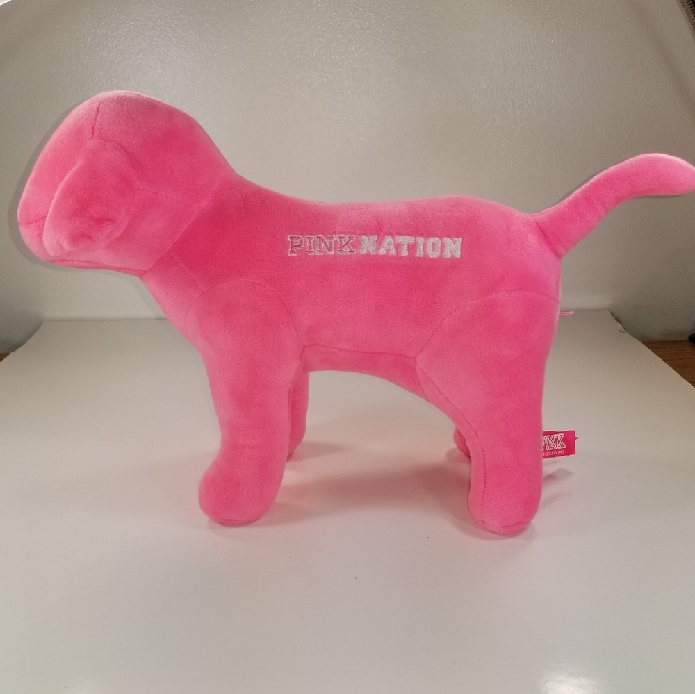 PINK Victoria's Secert Pink Nation Limited Edition Pink & Silver Plush Dog - Picture 5 of 9